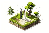 Bride and groom outdoors wedding plant.