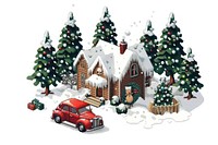 Christmas pixel illustration christmas vehicle plant.