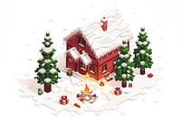Christmas pixel illustration christmas architecture illuminated.