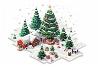 Christmas pixel illustration christmas plant tree.