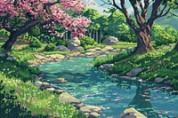 River in spring time landscape outdoors nature.