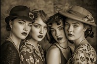 Models wearing retro and classic clothing vintage fashion portrait adult.