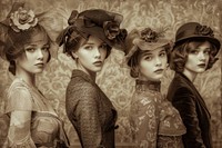 Models wearing retro and classic clothing vintage fashion portrait adult.