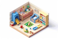 Toys in baby room furniture kindergarten architecture.