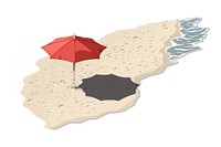 Umbrella on beach outdoors protection shoreline.