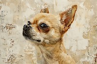 Close up on pale chihuahua painting mammal animal.