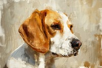 Close up on pale BEAGLE beagle painting animal.