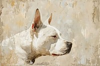 Close up on pale BULL TERRIER painting bulldog terrier.
