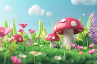 Cute meadow background mushroom outdoors nature.