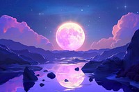 Cute moon reflecting river fantasy background astronomy outdoors nature.