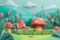 Cute nature background mushroom outdoors cartoon.