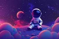 Cute astronaut in space fantasy background cartoon astronomy purple.