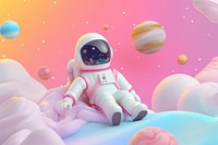 Cute astronaut in space fantasy background astronomy cartoon representation.