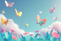 Cute butterfly background outdoors cartoon nature.