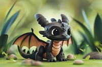 Cute black dragon fantasy background cartoon representation wildlife.