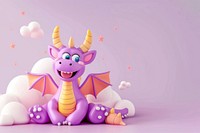 Cute dragon background cartoon purple representation.