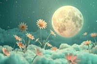 Cute flower garden on the moon fantasy background astronomy outdoors nature.