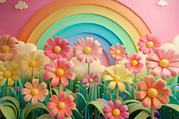Cute flower garden with rainbow fantasy background art backgrounds pattern.