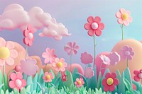 Cute flowers background backgrounds outdoors cartoon.