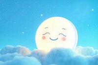 Cute smiling moon on blue sky fantasy background astronomy outdoors cartoon.