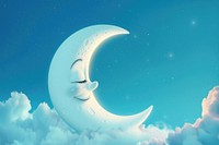 Cute smiling moon on blue sky fantasy background astronomy outdoors eclipse.
