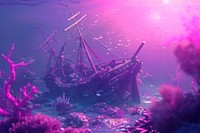 Cute underwater pirate ship wreckage fantasy background shipwreck outdoors vehicle.