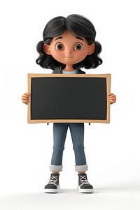 Young woman holding board blackboard standing cute.