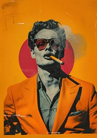 Retro collage of a man art painting smoking.