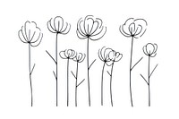 Minimal illustration of wildflower drawing illustrated sketch.