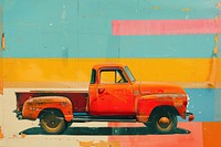 Retro collage of a truck art painting vehicle.