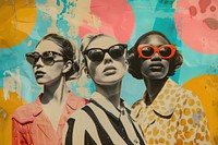 Retro collage of a friend group sunglasses art portrait.