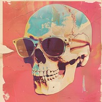 Retro collage of a skull sunglasses art poster.