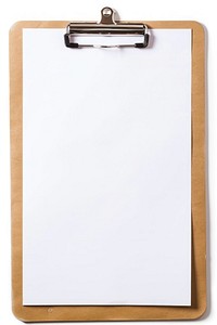 Blank paper on clipboard white background rectangle document.