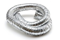 Flexible aluminum foil hose white background aluminium jewelry.