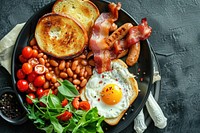 English breakfast egg bacon bread.
