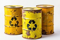 Radioactive waste white background container recycling.