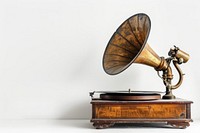 Old record player with horn broadcasting technology gramophone.