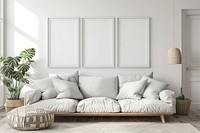 White blank picture frame mockups room architecture living room.