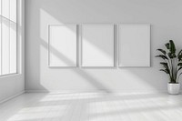 White blank picture frame mockups wall architecture building.