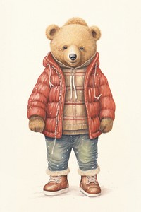 Bear character Winter clothes clothing wildlife apparel.