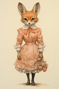 Fox character Easter clothing wildlife painting.