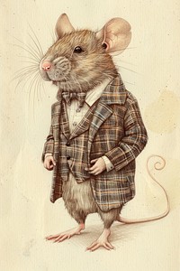 Rat character halloween suit drawing sketch illustrated.