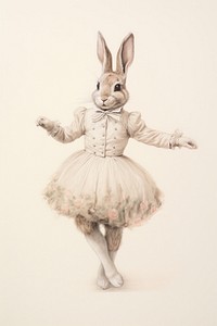 Rabbit character Ballet drawing sketch illustrated.