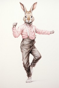 Rabbit character Music Dance drawing sketch illustrated.