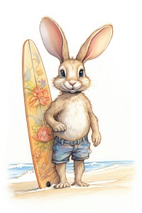 Rabbit character summer play Surf outdoors clothing apparel.