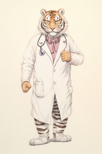 Tiger character Doctor drawing sketch doctor.
