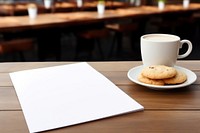Blank menu mockup coffee table confectionery.