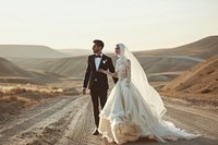 Arabic couple wedding fashion bridegroom clothing.
