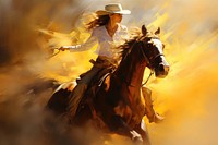 Cowboy riding bucking horse recreation equestrian clothing.