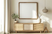 Single picture frame mockups sideboard furniture painting.